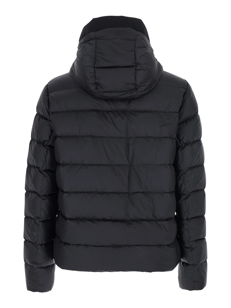 Liko Black Down Jacket with Drawstring Hood and Logo Patch on the Side in Tech Fabric Man alternative