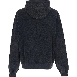 Black Hoodie with Kangaroo Pocket and Logo on the Front in Cotton Man