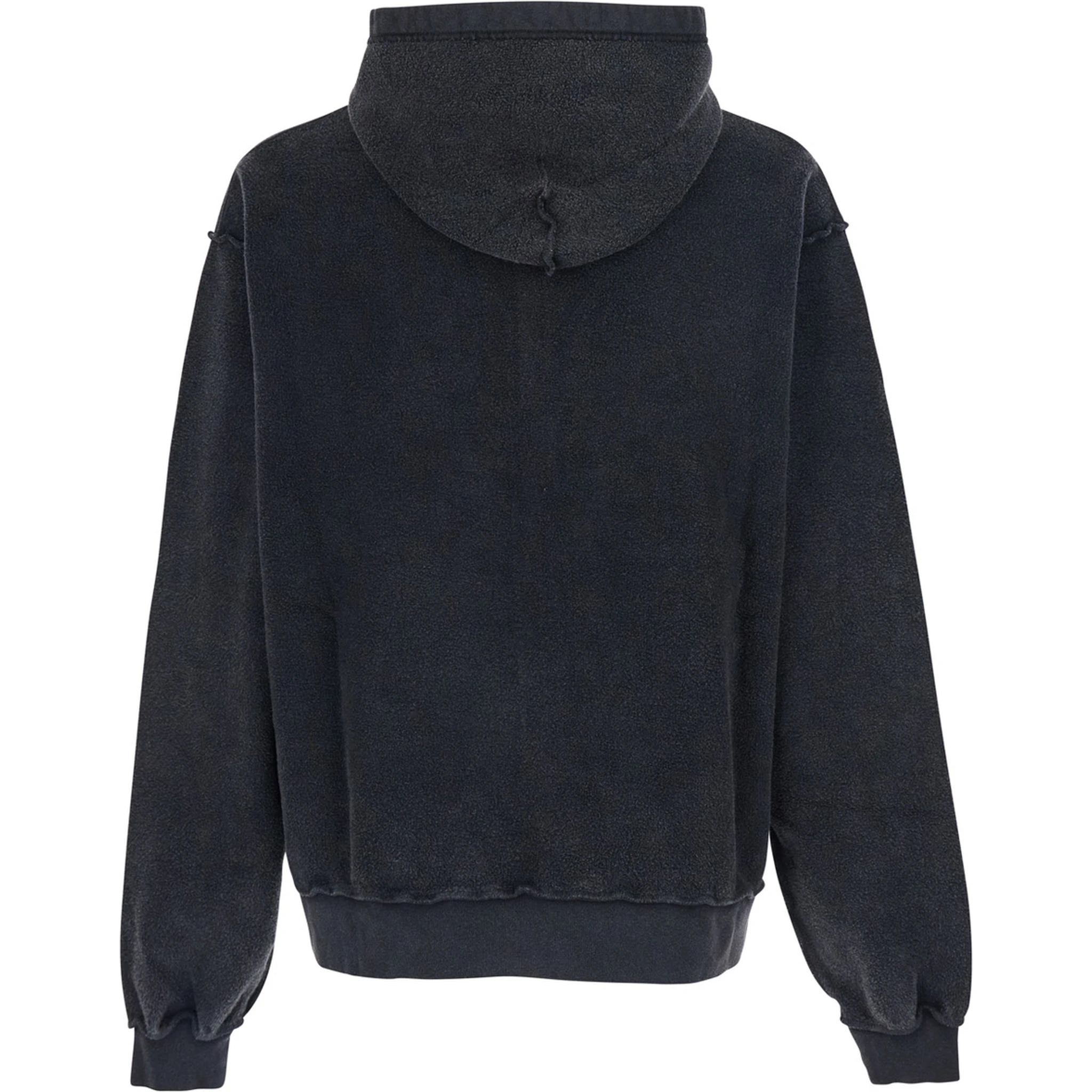 Black Hoodie with Kangaroo Pocket and Logo on the Front in Cotton Man
