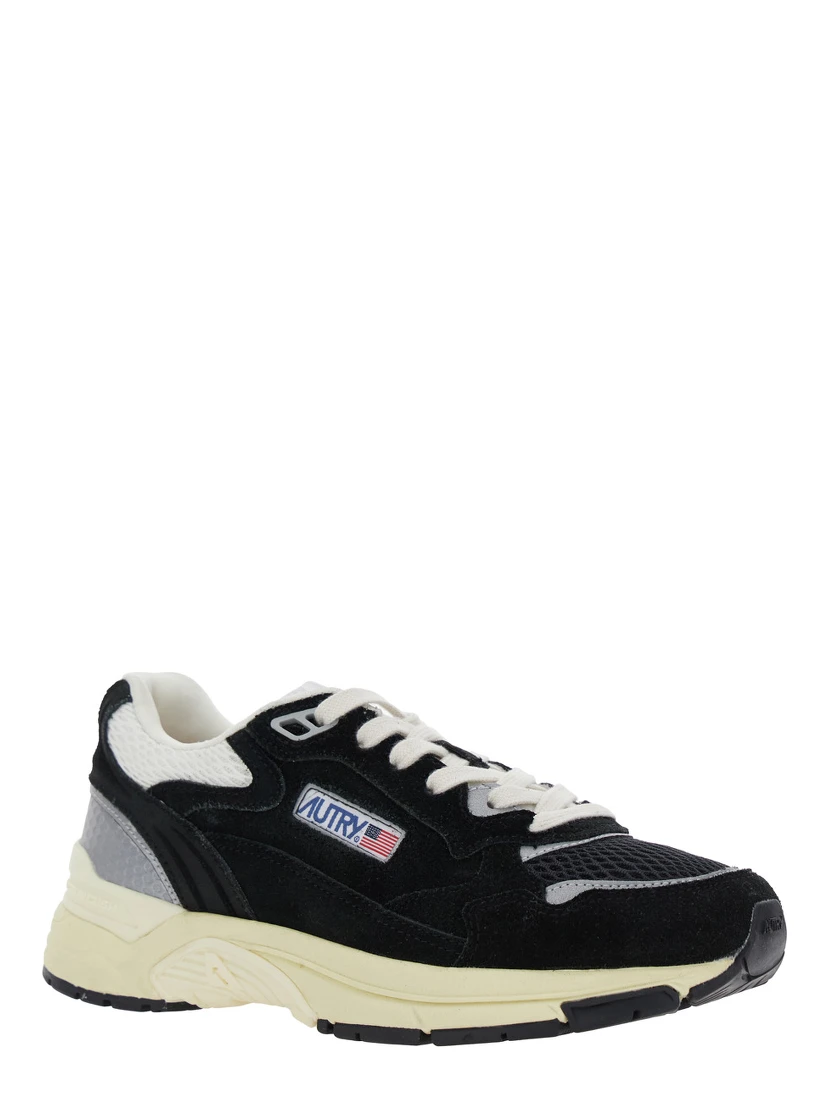 Hyperway Black Low Top Sneakers with Logo Patch on Tongue and Side in Suede and Mesh Woman