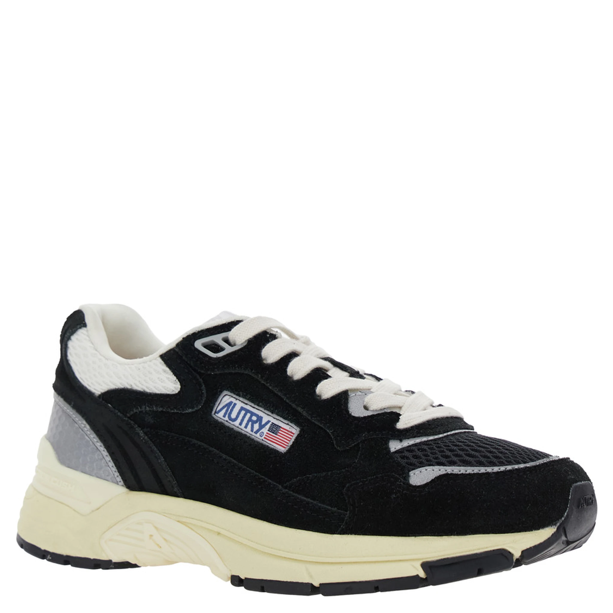 Hyperway Black Low Top Sneakers with Logo Patch on Tongue and Side in Suede and Mesh Woman