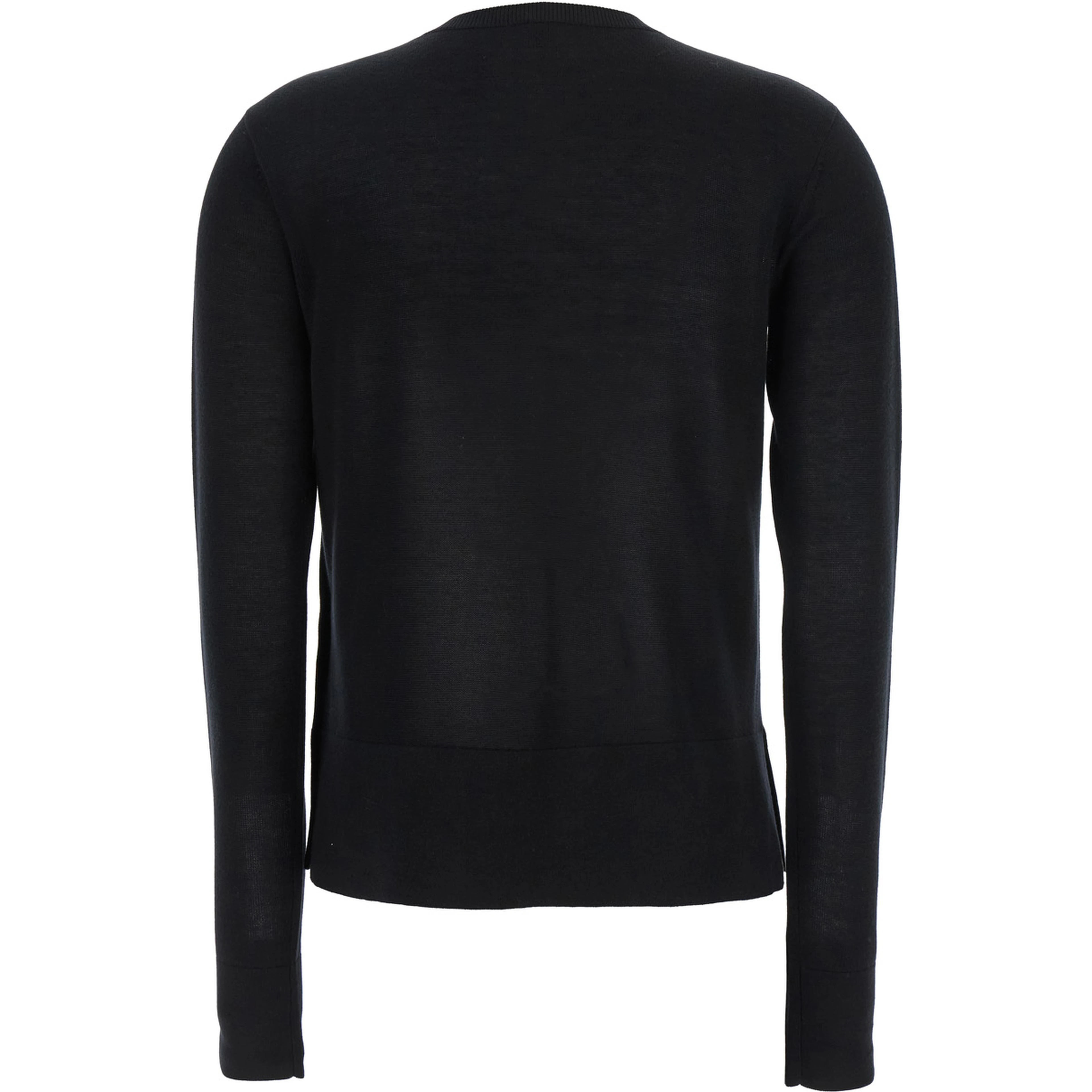 Black Crewneck Cardigan with Logo Detail on the Front in Tech Fabric Stretch Woman