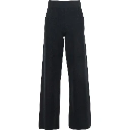 Marzia Black Palazzo Pants with Elastic Waist and Wide Leg in Viscose Blend Woman