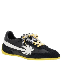 Pa 5 Black Low Top Sneakers with Logo Patch on the Tongue and Contrasting Heel with Logo in Leather Man