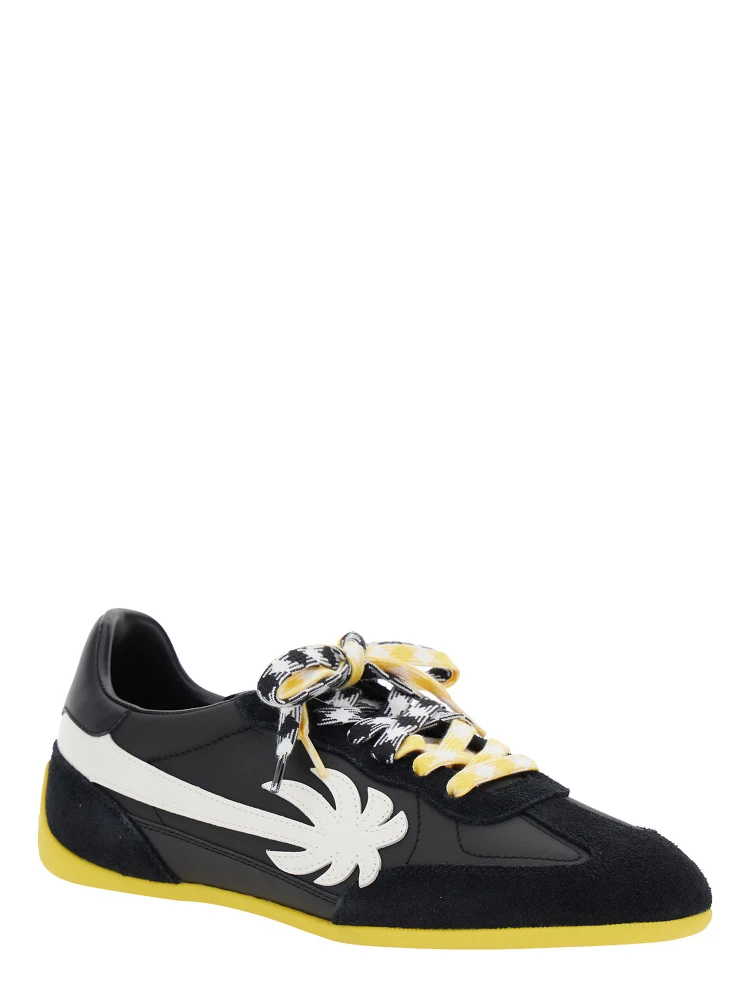 Pa 5 Black Low Top Sneakers with Logo Patch on the Tongue and Contrasting Heel with Logo in Leather Man alternative