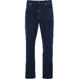 Blue Jeans with Belt Loops and Logo Patch on the Rear in Denim Man