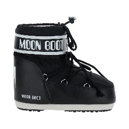 Icon Black Snow Ankle Boots with Maxi Logo Print on the Side in Tech Fabric Girl
