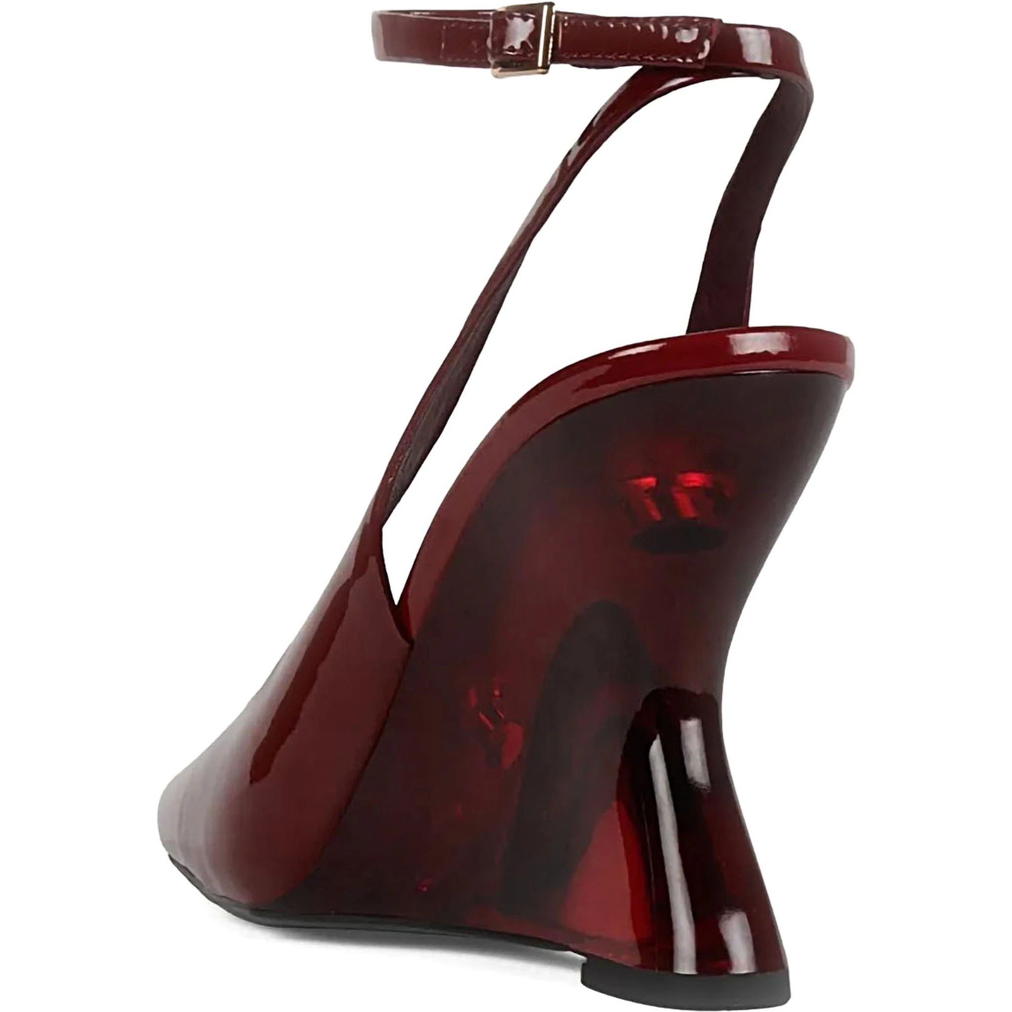Favrile Bordeaux Wedges with Strap Closure and Square Toe in Leather Woman