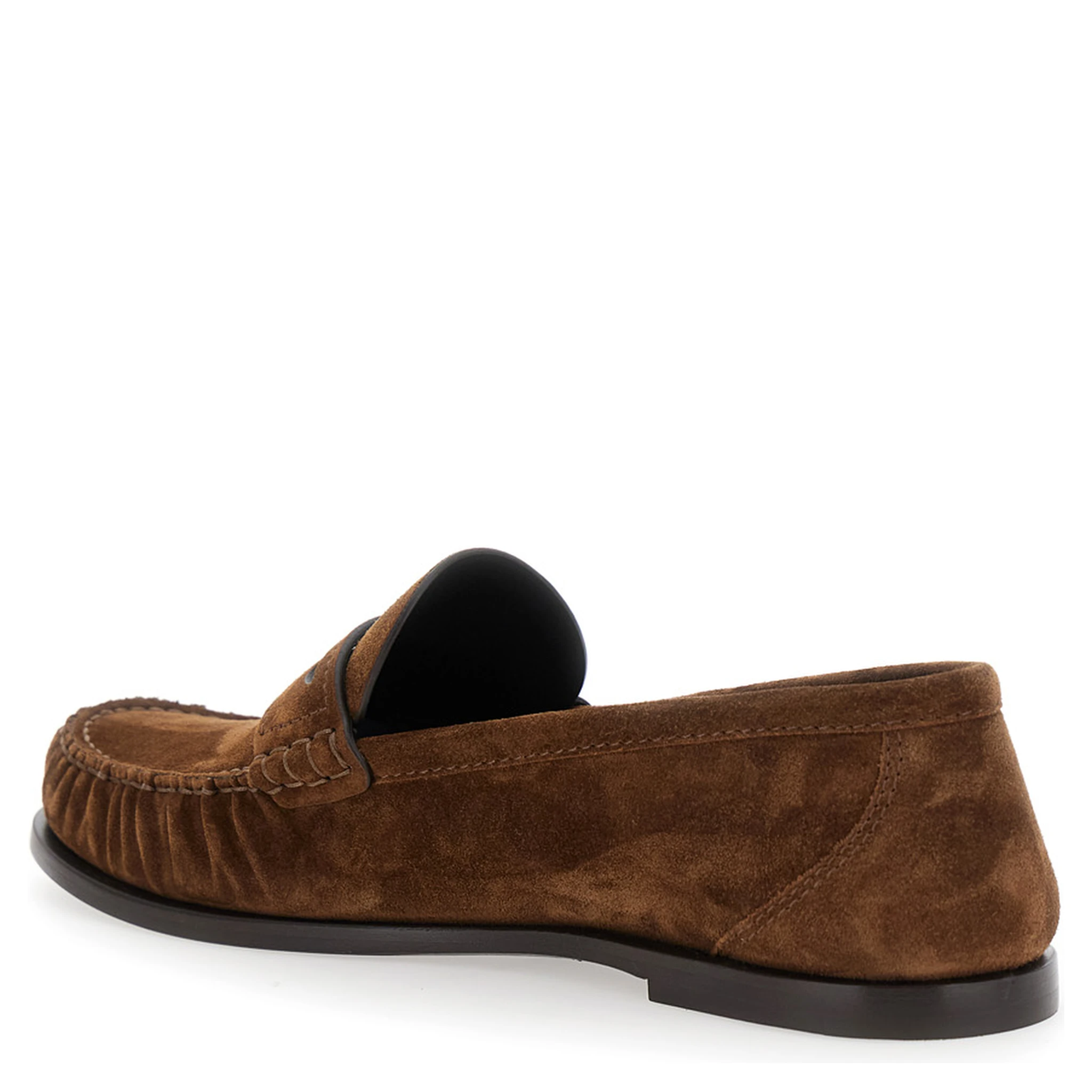 حذاء لوفر بني اللون من جلد الغزال مزين بتفاصيل كاساندري