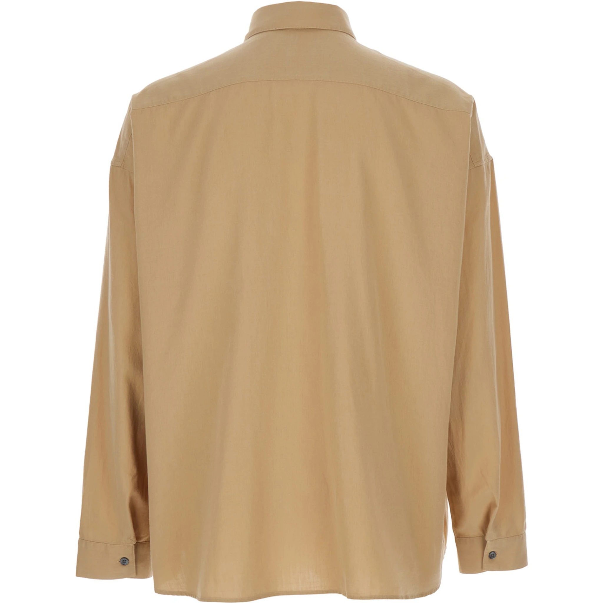 Stable Beige Shirt with Classic Collar and Dropped Shoulders in Linen Blend Man