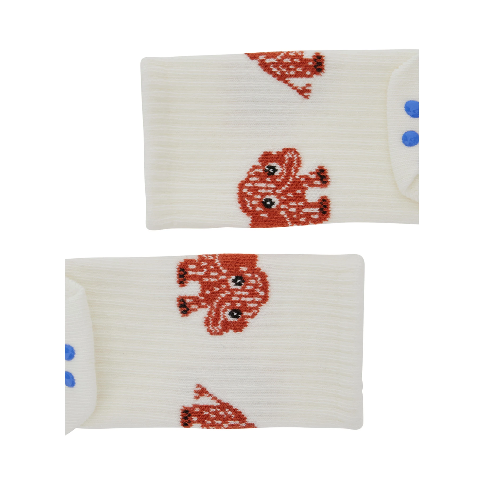 White Socks with Anti Slip Details and Embroidery on the Front in Cotton Baby