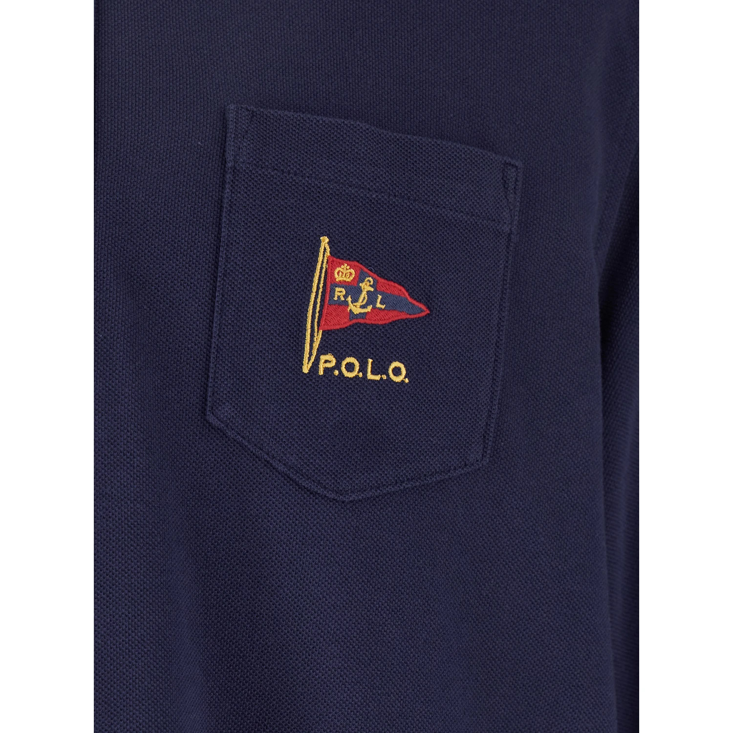 "Classic Fit" Blue Polo with Classic Collar and Embroidered Logo on the Front in Cotton Mesh Man