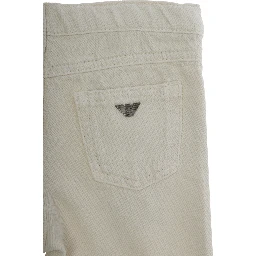 Beige Pants with Logo Embroidery on the Rear in Cotton Boy