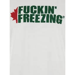 White Crewneck T-Shirt with Print on the Front and Logo Lettering on the Rear in Cotton Man