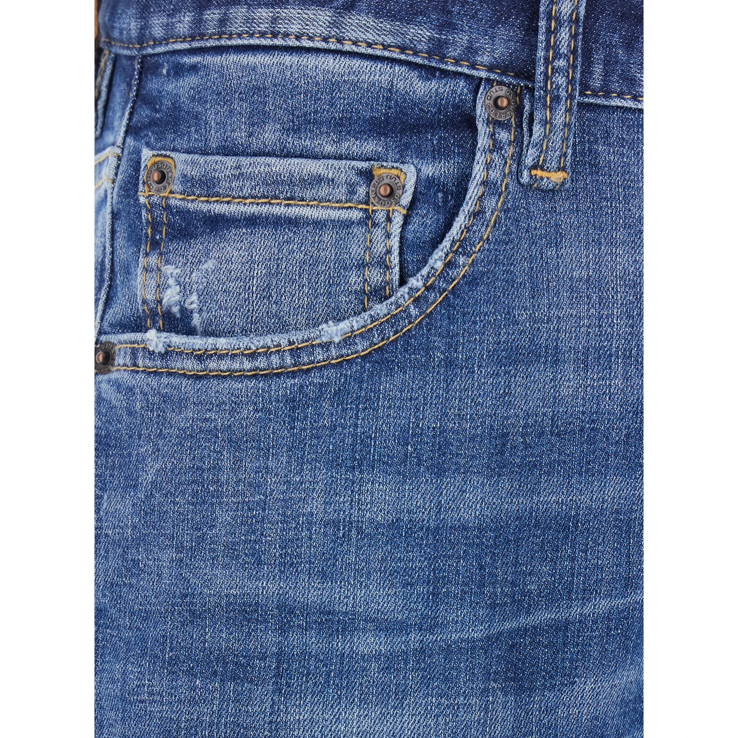 Blue Jeans with Ripped Details and Logo Patch on the Rear in Denim Man