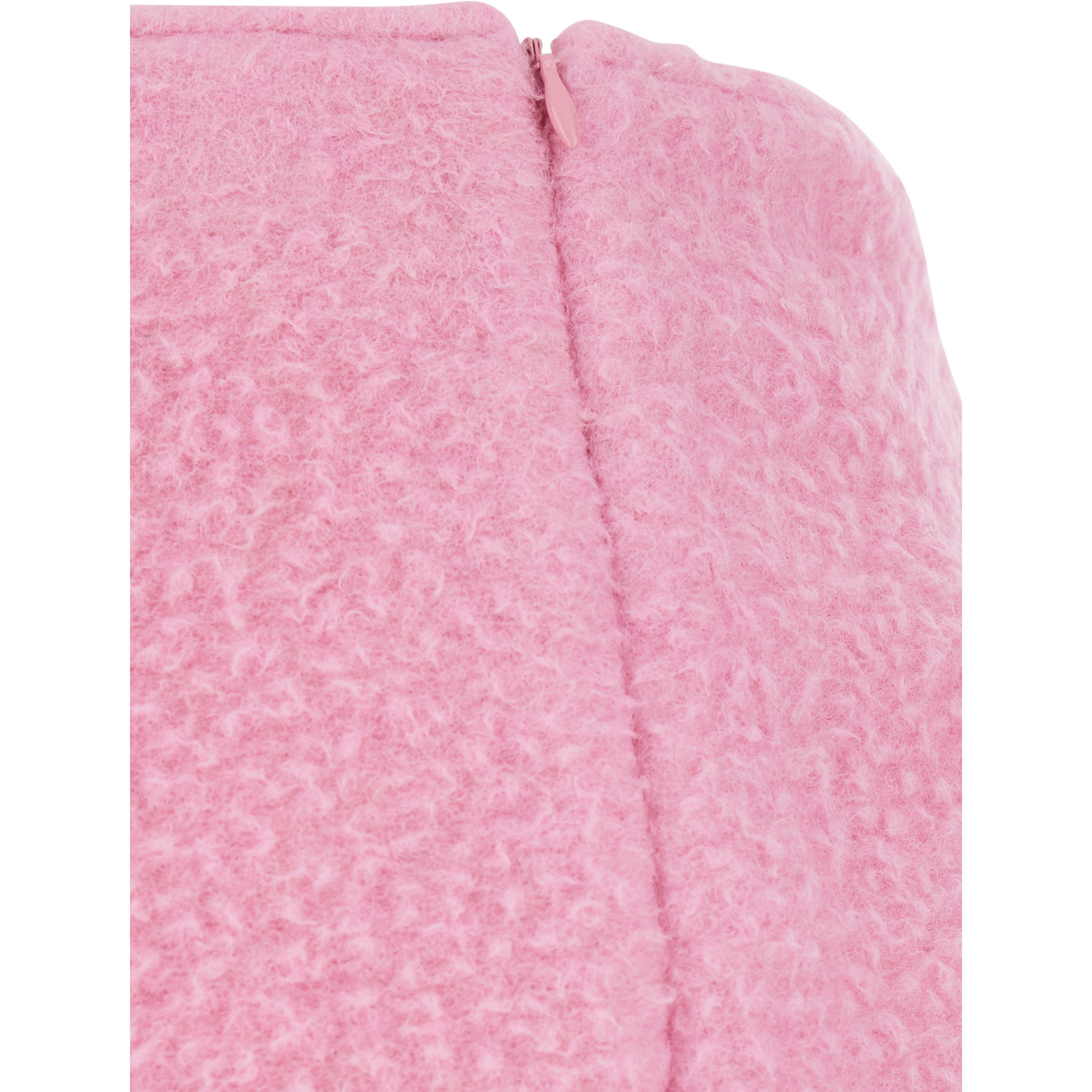 Pink Mini Skirt with Hidden Side Closure in Fabric Woman