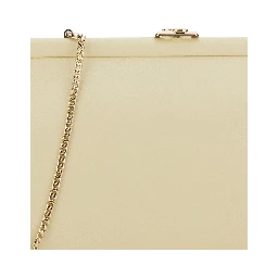 Skylar White Clutch with Chain-Link Shoulder Strap and Kiss-Lock Closure with Logo Plaque in Leather Woman