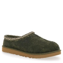 Tasman Green Mules with Shearling Lining in Suede Man