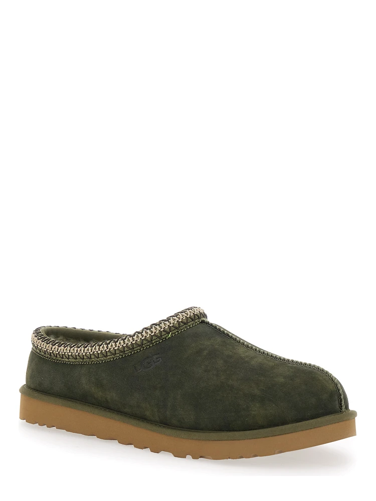 Tasman Green Mules with Shearling Lining in Suede Man alternative
