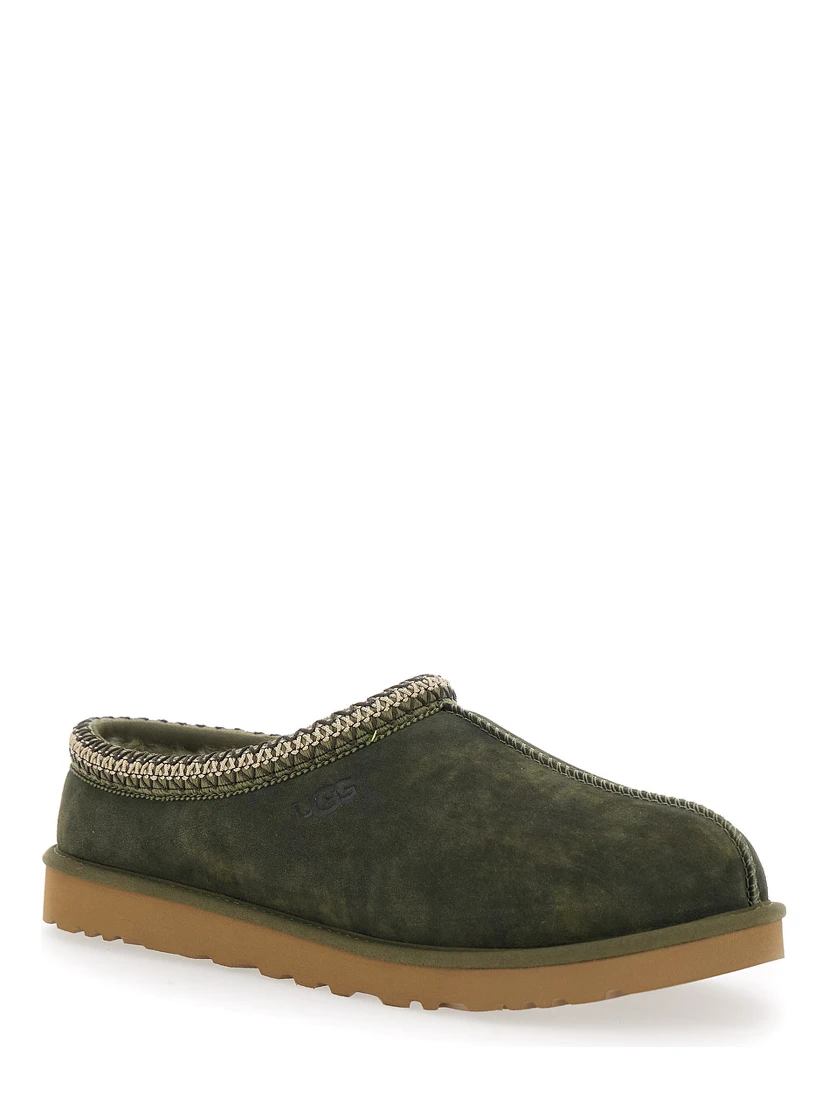 Tasman Green Mules with Shearling Lining in Suede Man