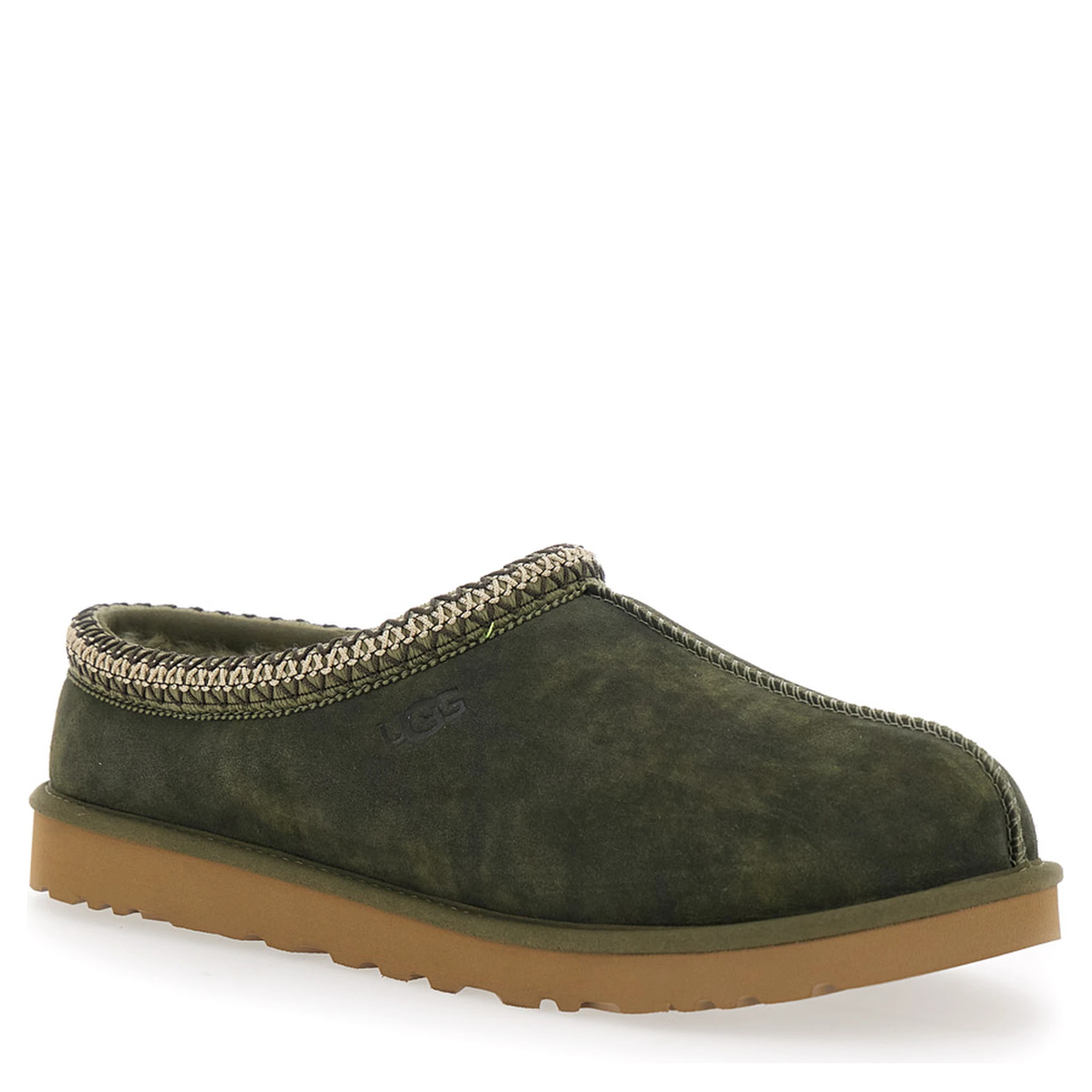 Tasman Green Mules with Shearling Lining in Suede Man