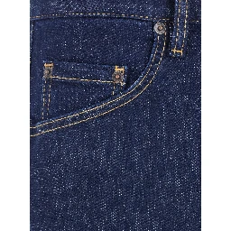 Blue Jeans with Belt Loops and Logo Patch on the Rear in Denim Man