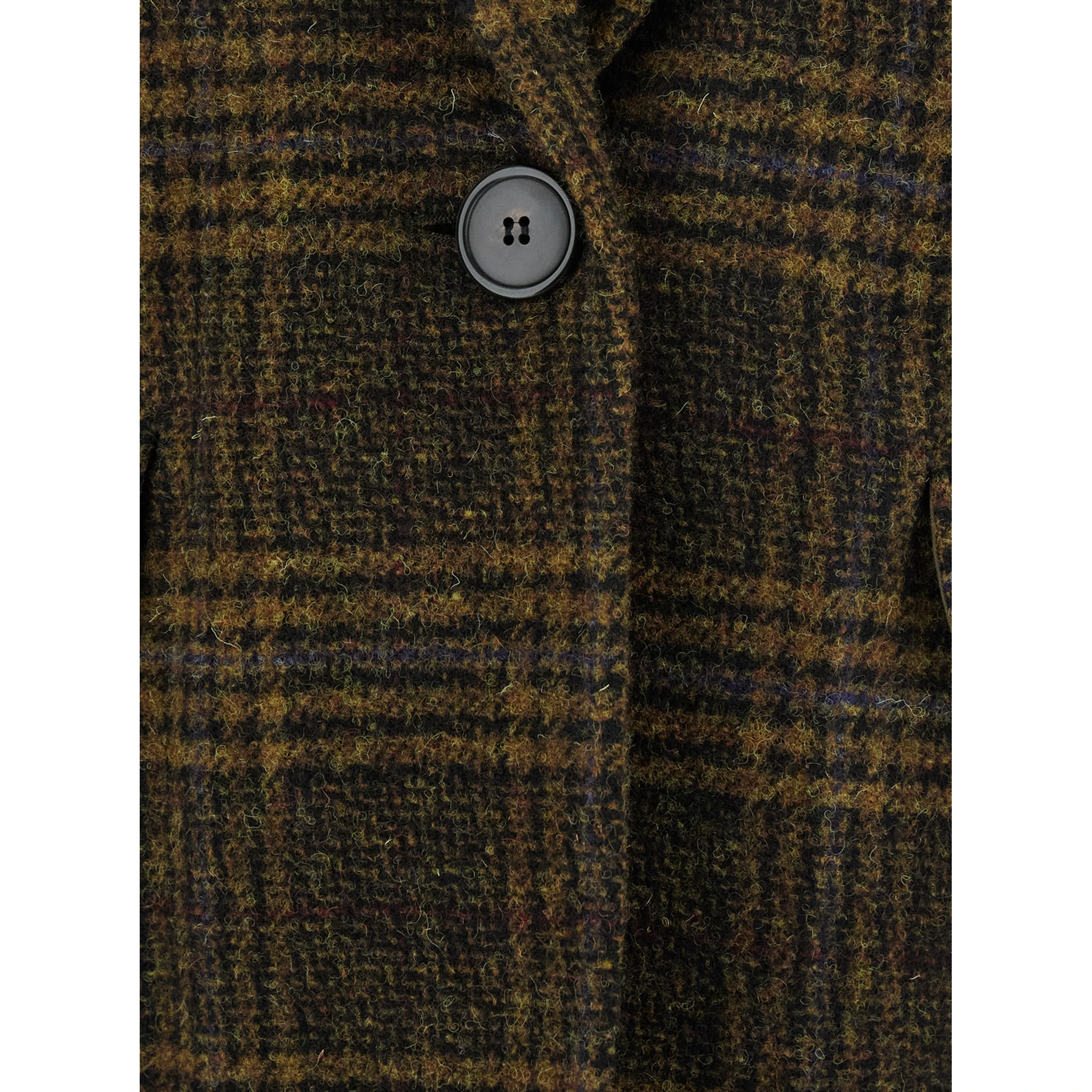 Gesina Green Single-Breasted Jacket with Notched Revers and All-Over Check Motif in Wool Woman