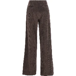 Brown Pants with Belt Loops in Ribbed Velvet Woman