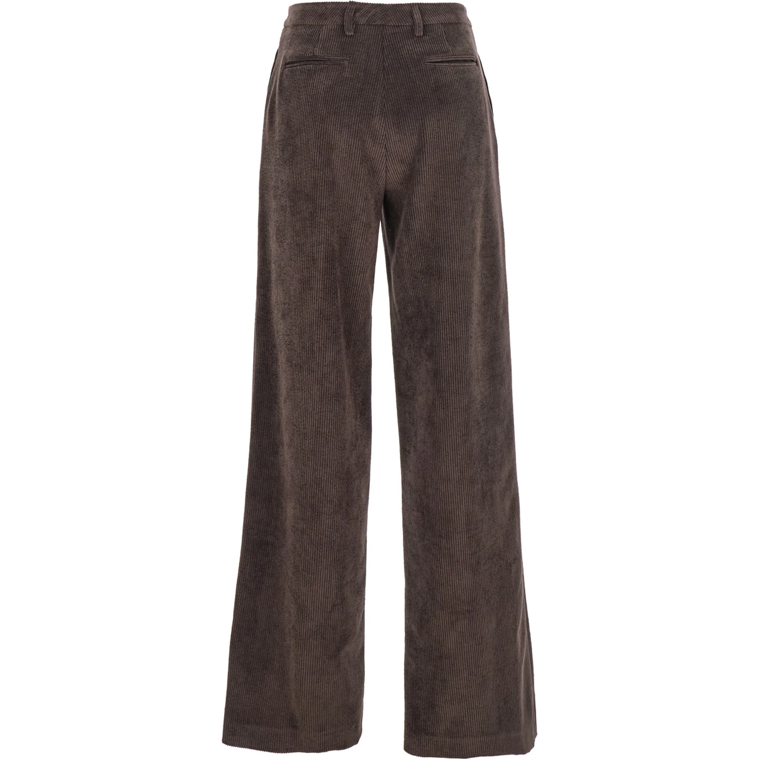 Brown Pants with Belt Loops in Ribbed Velvet Woman
