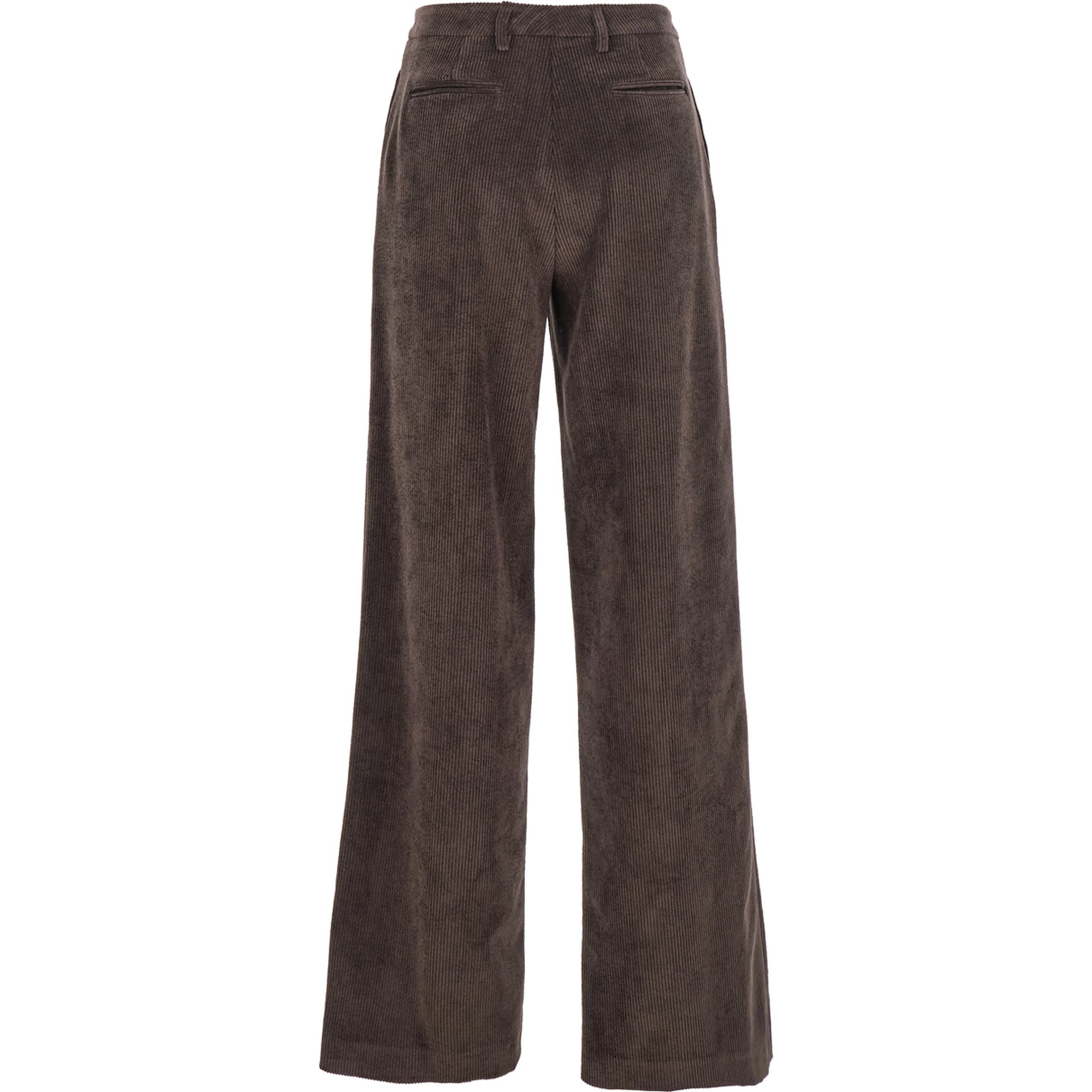 Brown Pants with Belt Loops in Ribbed Velvet Woman