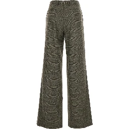 Brown Trousers  with Striped Motif in Wool Woman