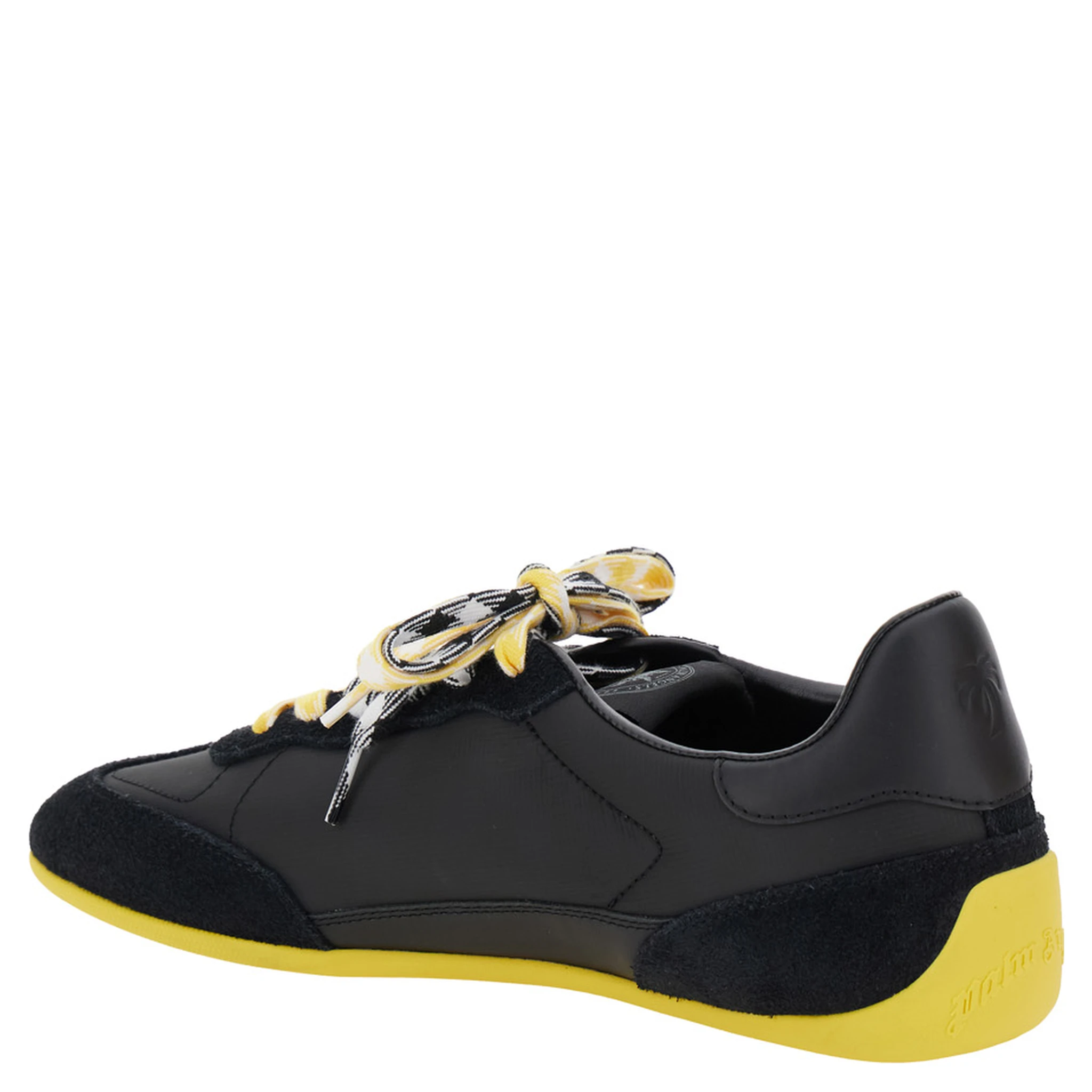 Pa 5 Black Low Top Sneakers with Logo Patch on the Tongue and Contrasting Heel with Logo in Leather Man