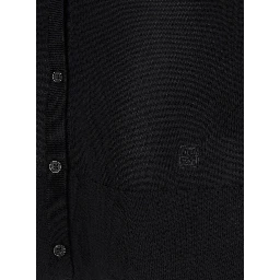 Black Crewneck Cardigan with Logo Detail on the Front in Tech Fabric Stretch Woman