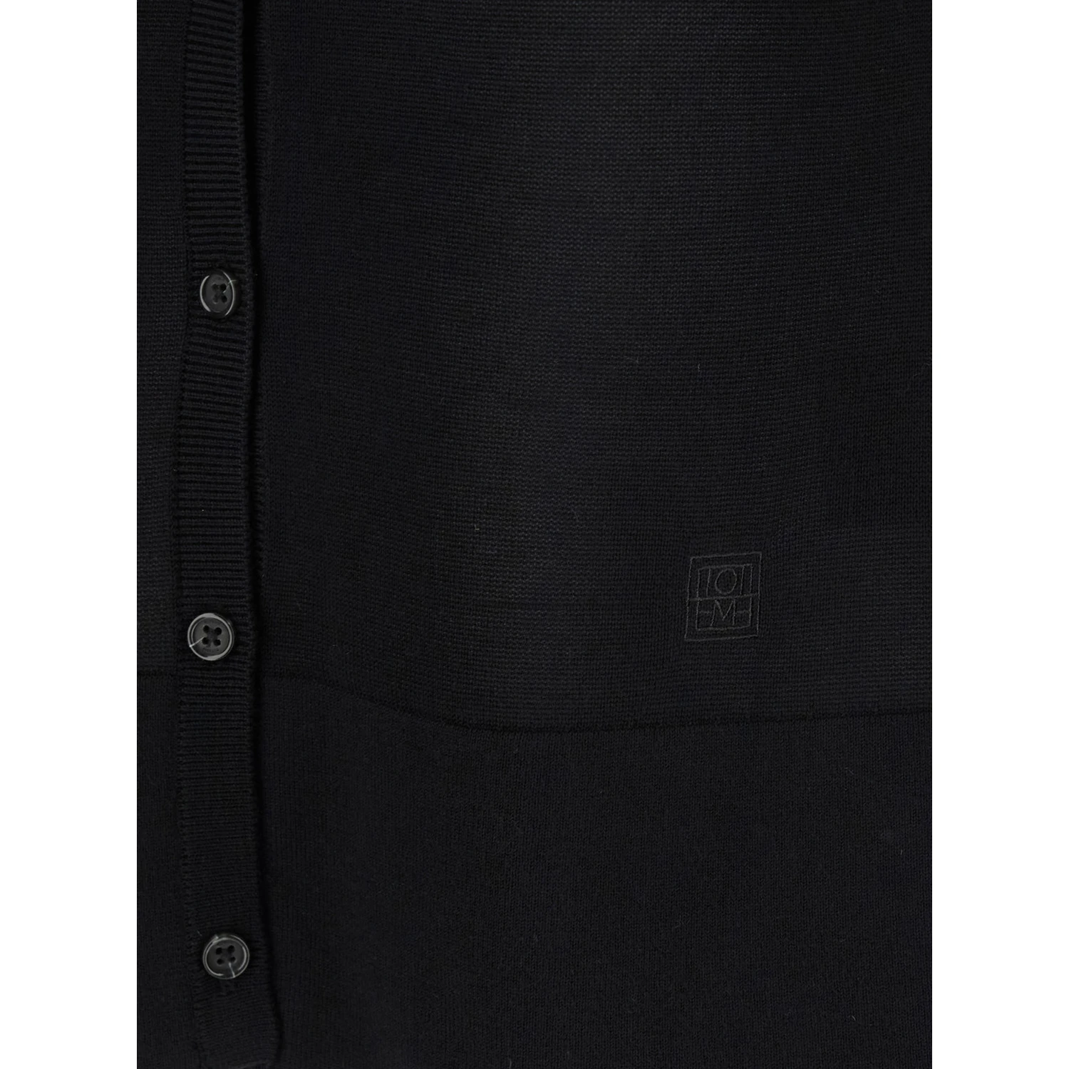 Black Crewneck Cardigan with Logo Detail on the Front in Tech Fabric Stretch Woman