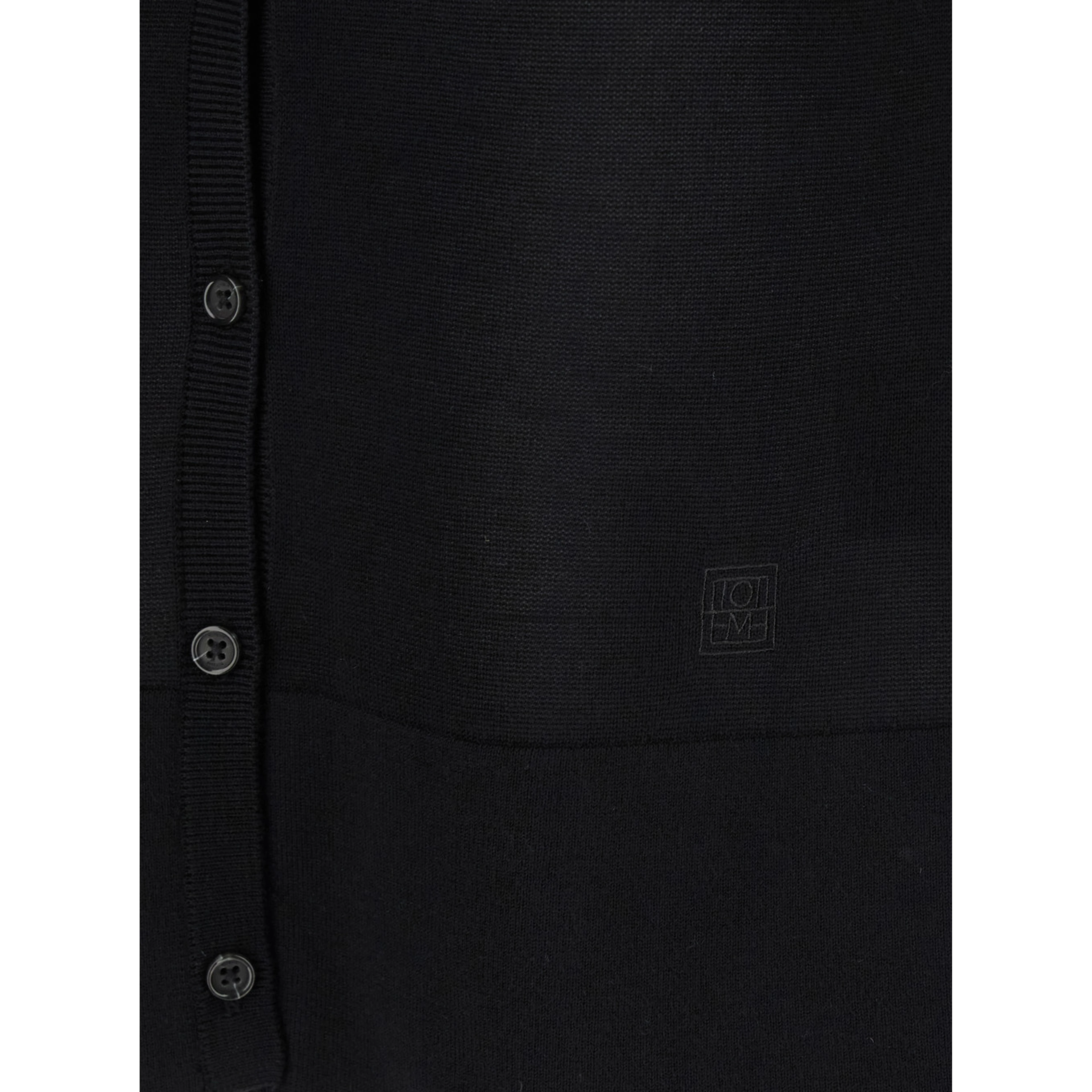 Black Crewneck Cardigan with Logo Detail on the Front in Tech Fabric Stretch Woman
