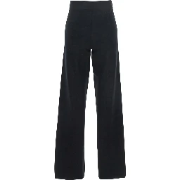 Marzia Black Palazzo Pants with Elastic Waist and Wide Leg in Viscose Blend Woman