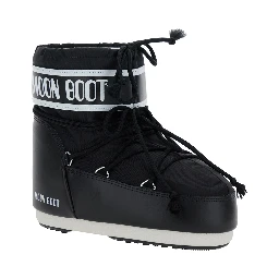Icon Black Snow Ankle Boots with Maxi Logo Print on the Side in Tech Fabric Girl