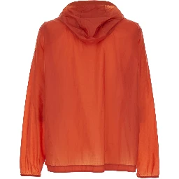 Hamlin Red Jacket with Logo Plaque on the Zip Puller and Logo Patch on the Sleeve in Tech Fabric Man