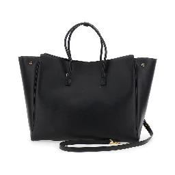 Hampton Medium Black Handbag with Embossed Logo on the Front and Removable Key Ring in Leather Woman