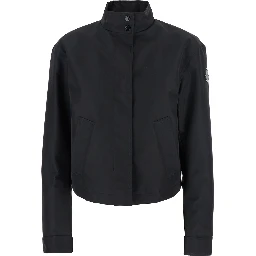 Krovanh Black Down Jacket with High Neck and Logo Patch on the Sleeve in Tech Fabric Woman