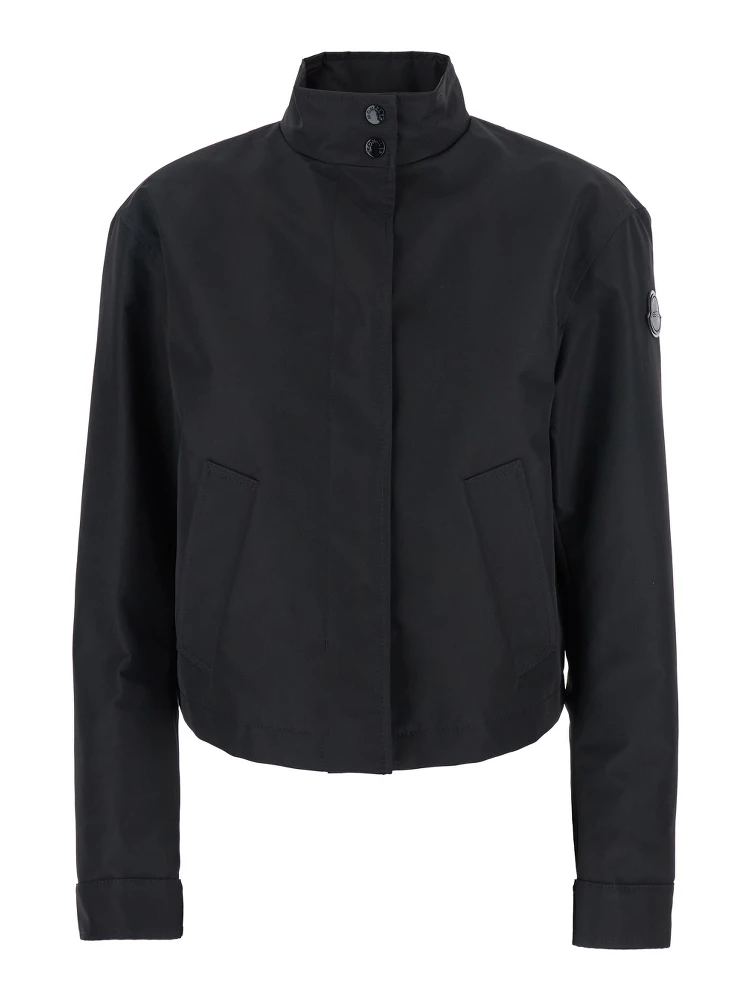 Krovanh Black Down Jacket with High Neck and Logo Patch on the Sleeve in Tech Fabric Woman