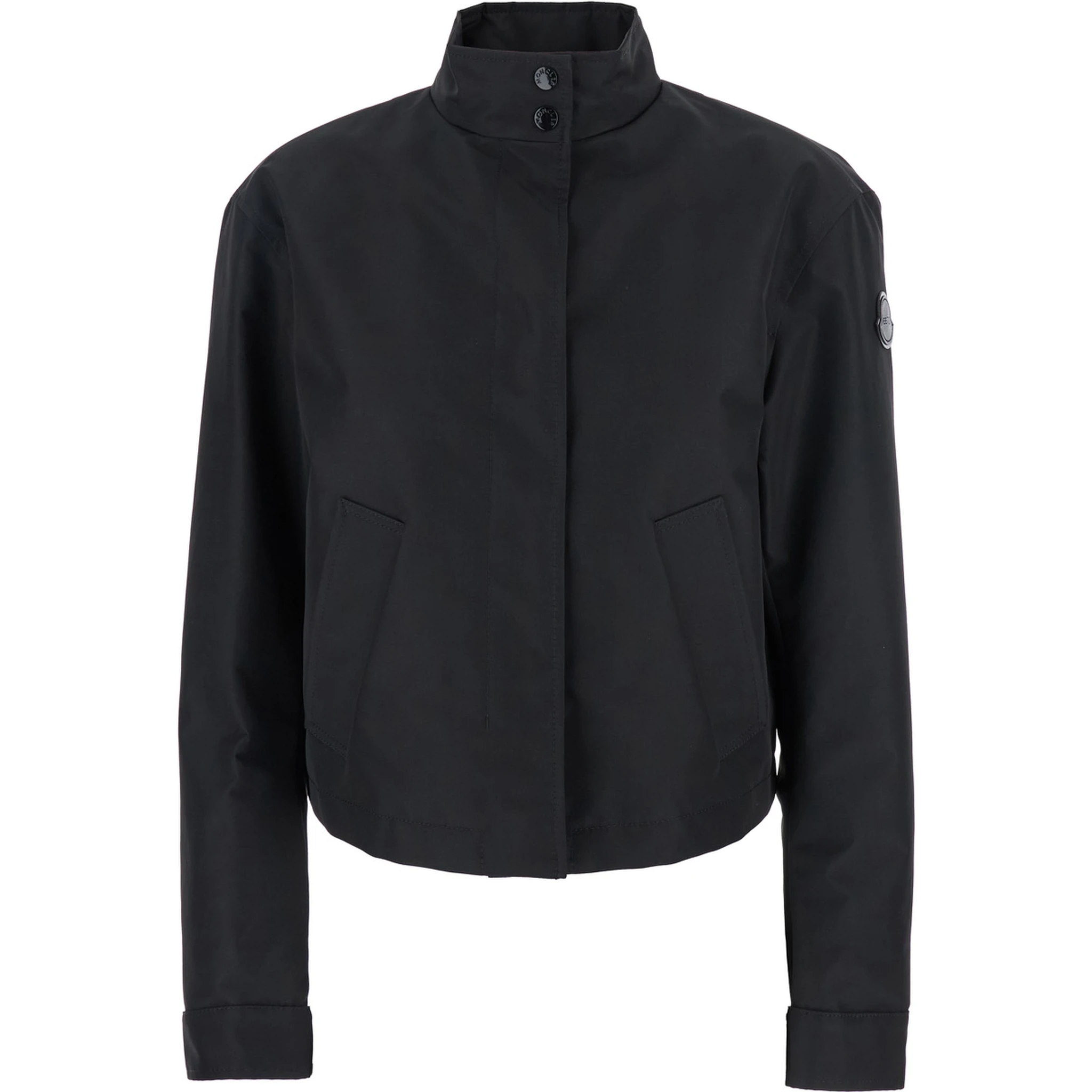 Krovanh Black Down Jacket with High Neck and Logo Patch on the Sleeve in Tech Fabric Woman