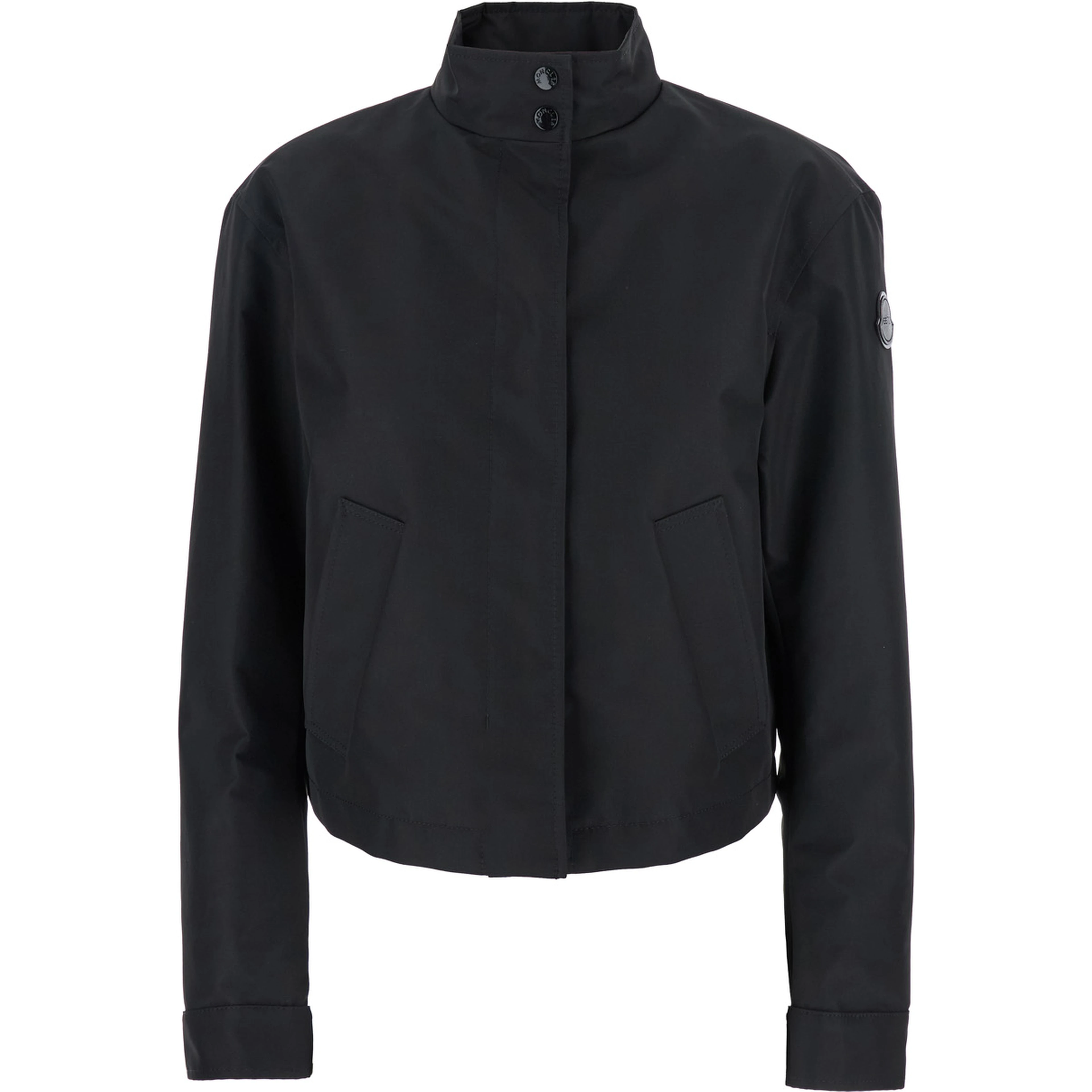 Krovanh Black Down Jacket with High Neck and Logo Patch on the Sleeve in Tech Fabric Woman