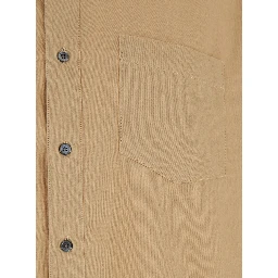 Stable Beige Shirt with Classic Collar and Dropped Shoulders in Linen Blend Man