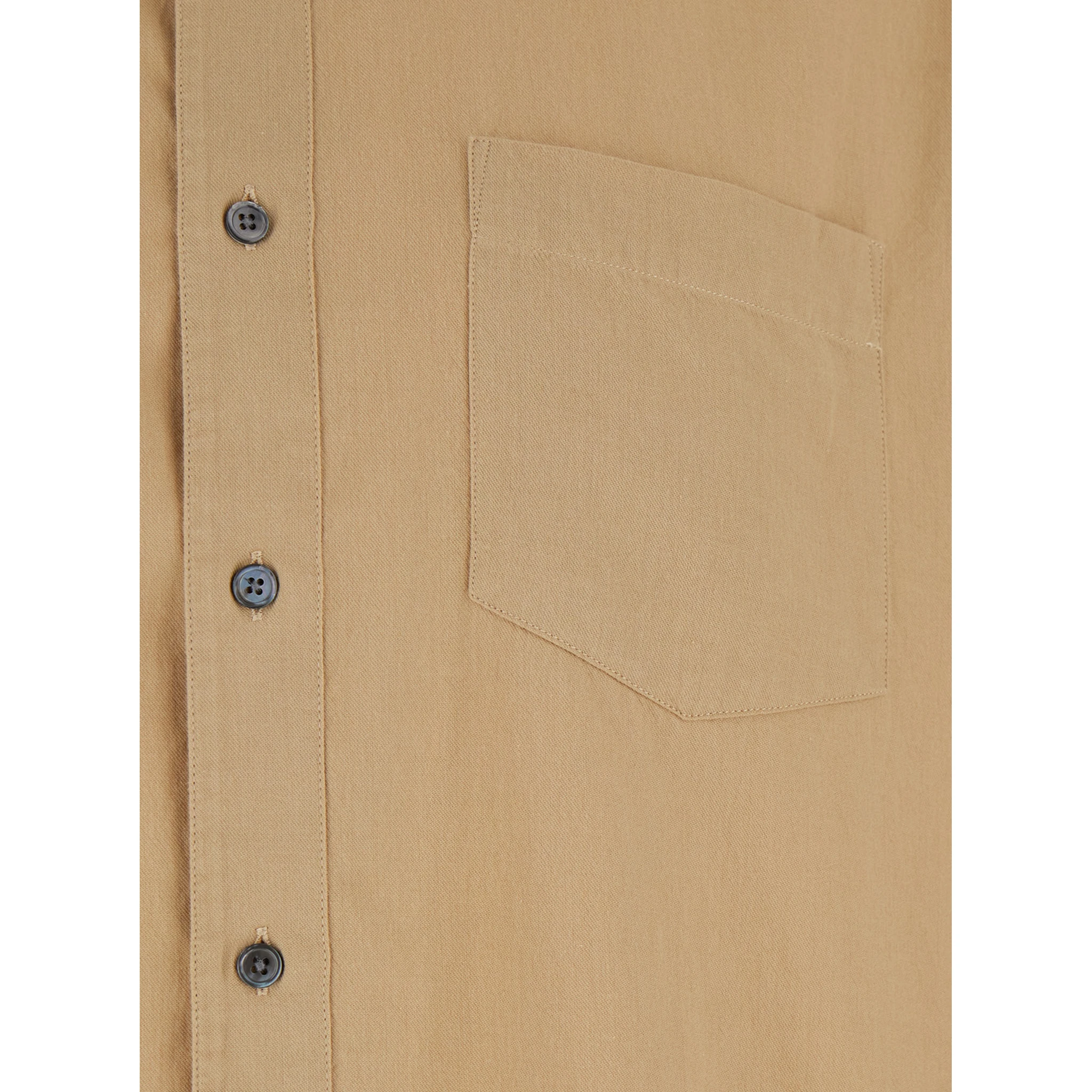 Stable Beige Shirt with Classic Collar and Dropped Shoulders in Linen Blend Man