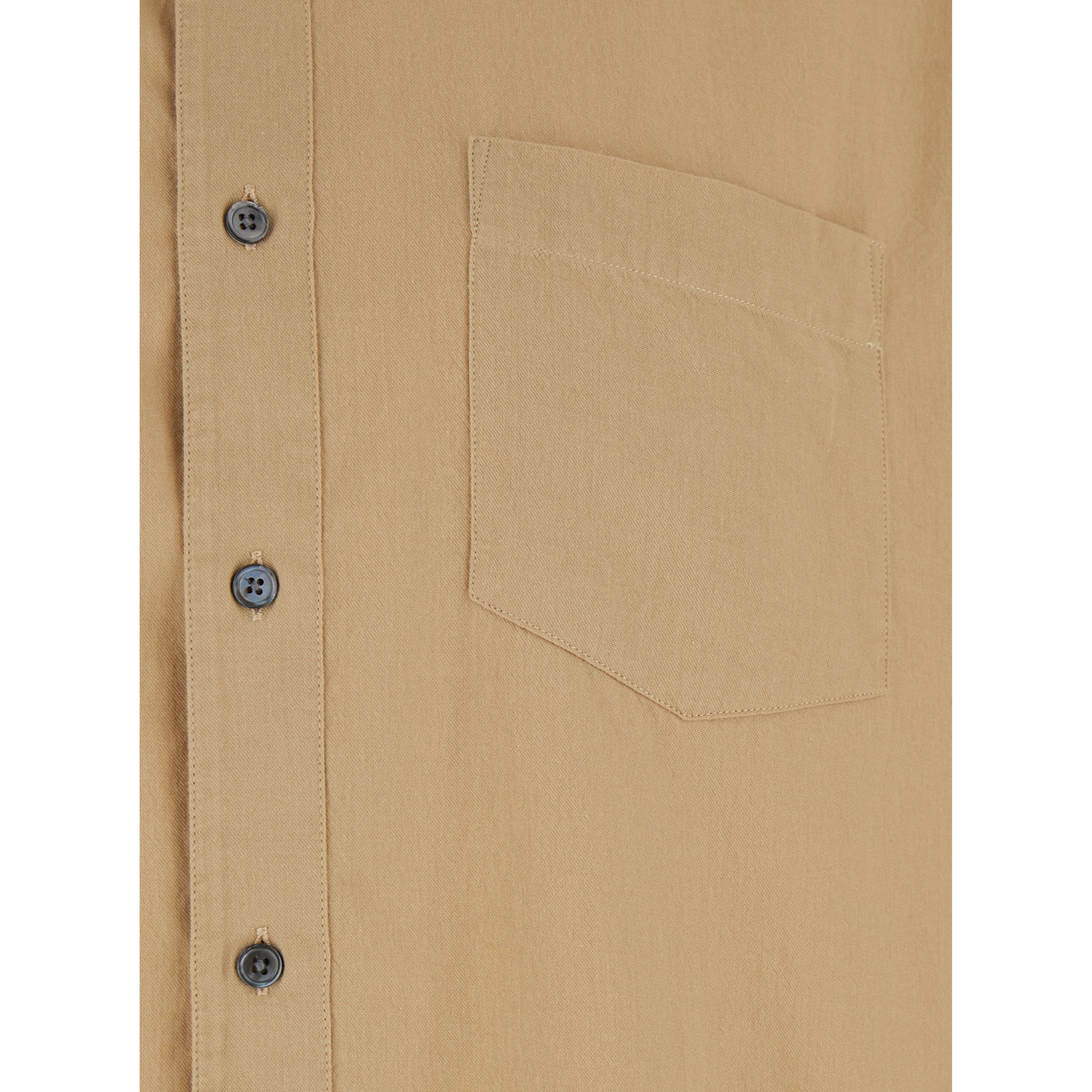 Stable Beige Shirt with Classic Collar and Dropped Shoulders in Linen Blend Man