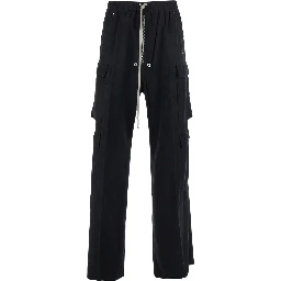 Cargo Belas Black Cargo Pants with Drawstring Waist and Cargo Pockets in Cotton Man