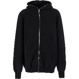 Black Hoodie with Kangaroo Pocket on the Front in Cotton Man