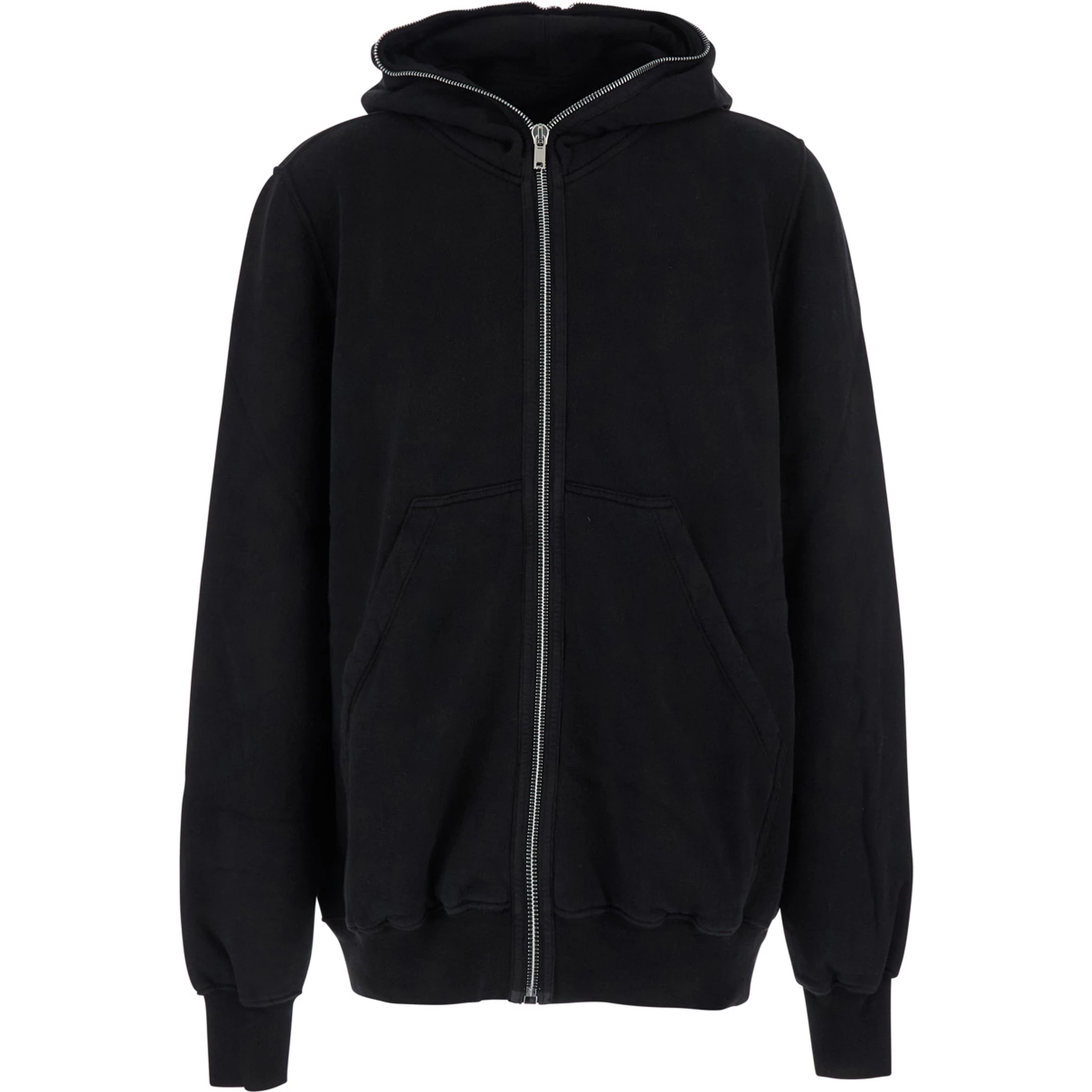 Black Hoodie with Kangaroo Pocket on the Front in Cotton Man