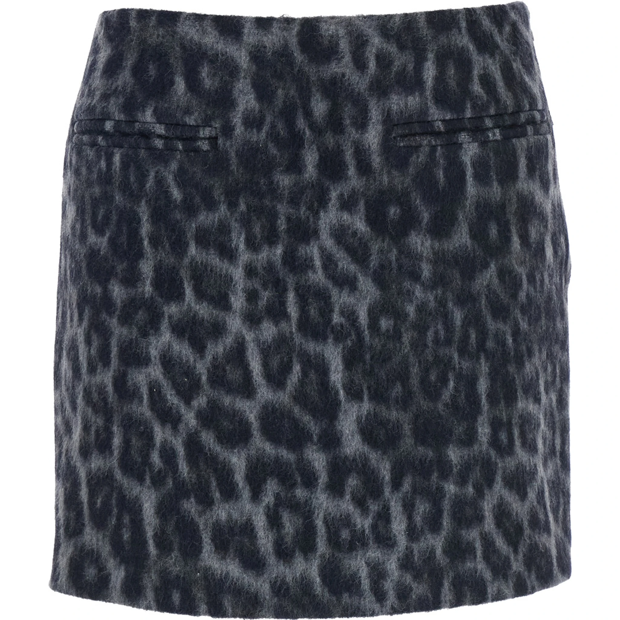 Grey Skirt with All-Over Spotted Motif in Wool Woman